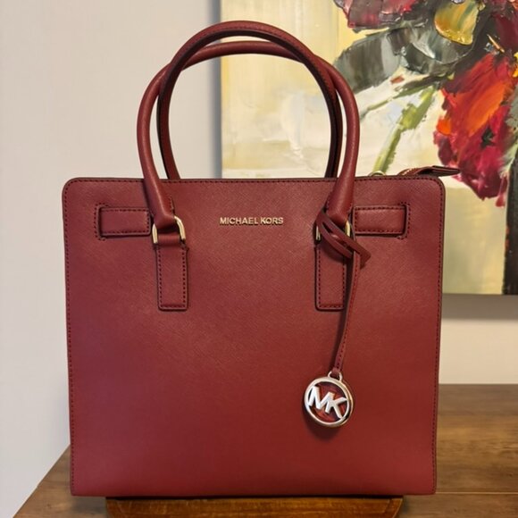 Michael Kors Maroon Tote: Very unique size - Picture 1 of 4